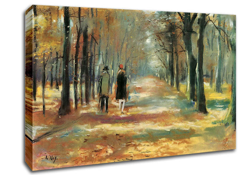 Lesser Ury Couple Walking In The Woods Canvas Wall Art