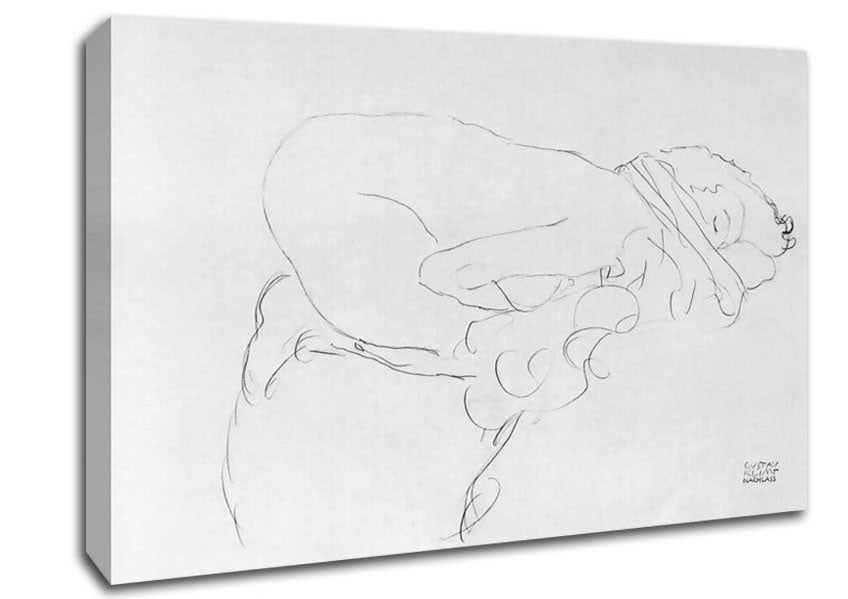 Klimt Crouching To Right Drawing Canvas Wall Art