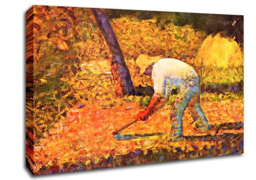 Seurat Farmer With Hoe Canvas Wall Art
