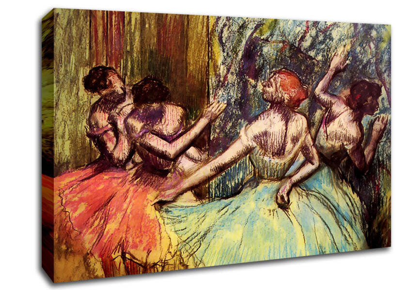 Degas Four Dancers Behind The Scenes Canvas Wall Art