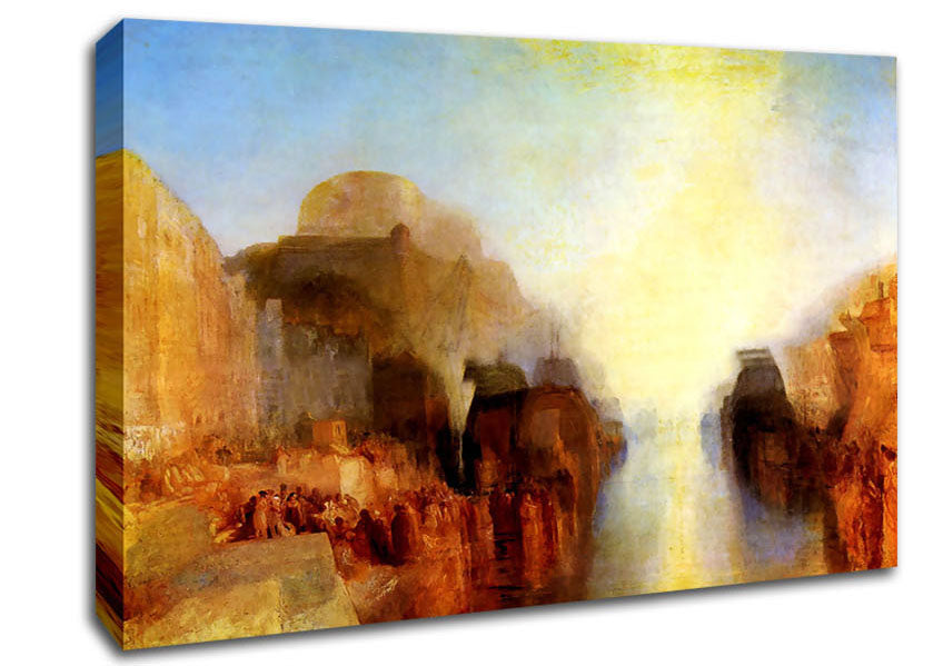 Joseph Mallord Turner Harbour With Town And Fortress Canvas Wall Art