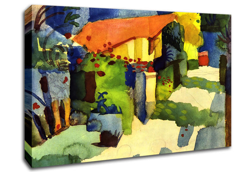 August Macke House In The Garden Canvas Wall Art