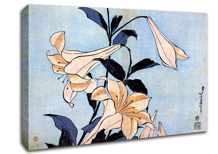 Hokusai Lilies Canvas Wall Art