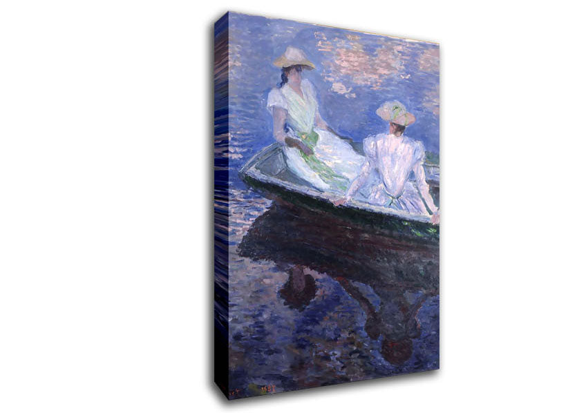 Monet On The Boat Canvas Wall Art