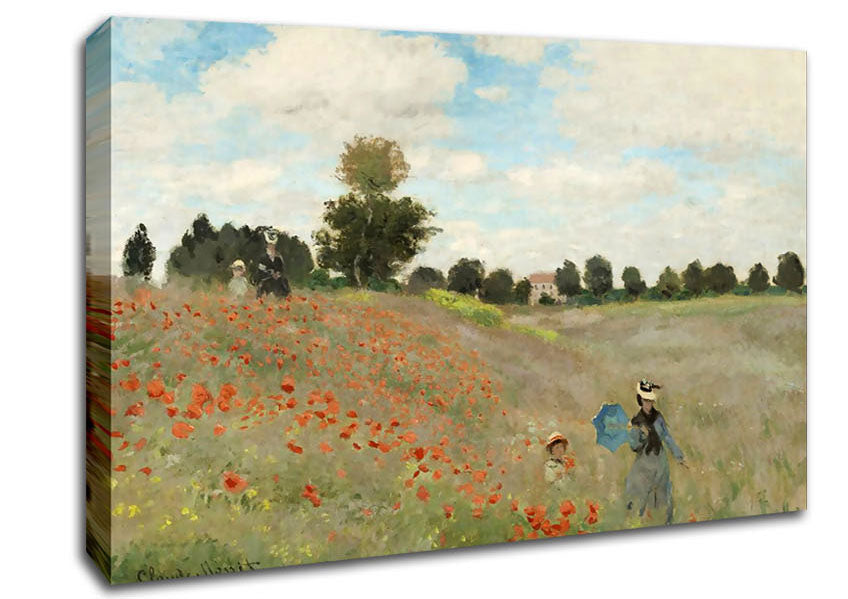 Monet Poppy Field 2 Canvas Wall Art