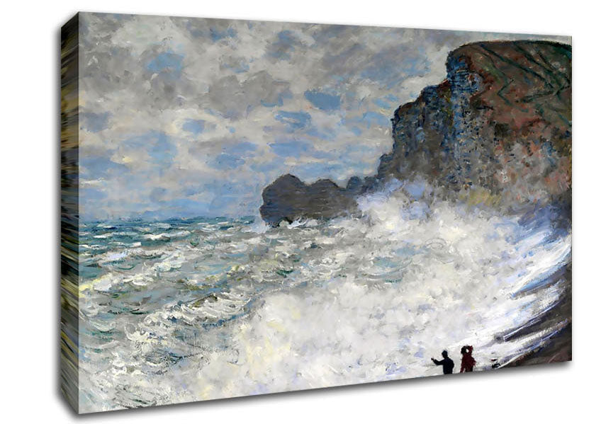 Monet Rough Weather At Etretat Canvas Wall Art
