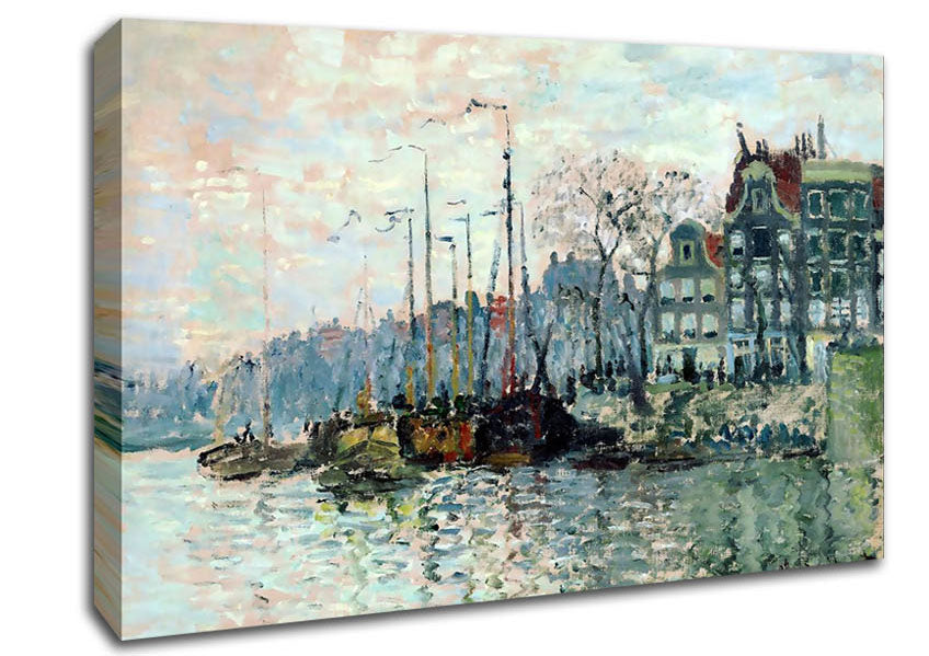 Monet View Of The Kromme Waal In Amsterdam Canvas Wall Art