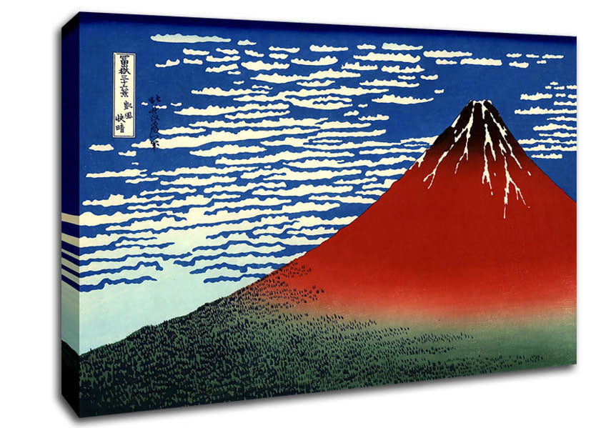 Hokusai Red Southern Wind On Fiji On A Clear Morning Canvas Wall Art