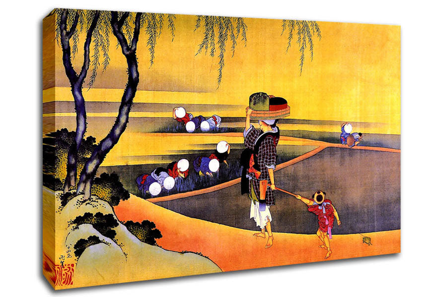 Hokusai Rice Fields Canvas Wall Art