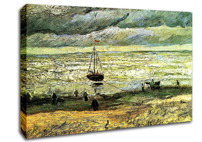 Van Gogh Scheveningen Beach In Stormy Weather Canvas Wall Art