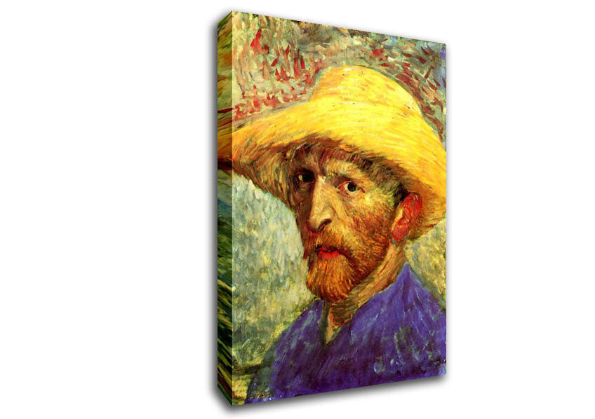 Van Gogh Self Portrait With Straw Hat 3 Canvas Wall Art
