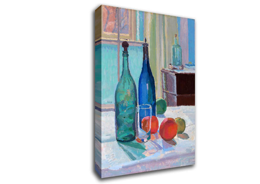 Spencer Frederick Gore Blue And Green Bottles And Oranges Canvas Wall Art