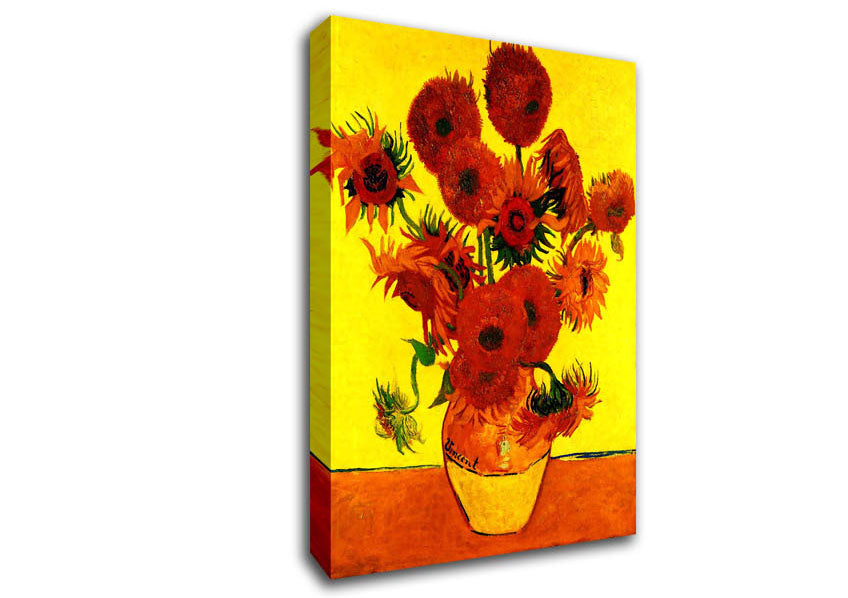 Van Gogh Still Life Vase With Fifteen Sunflowers 3 Canvas Wall Art