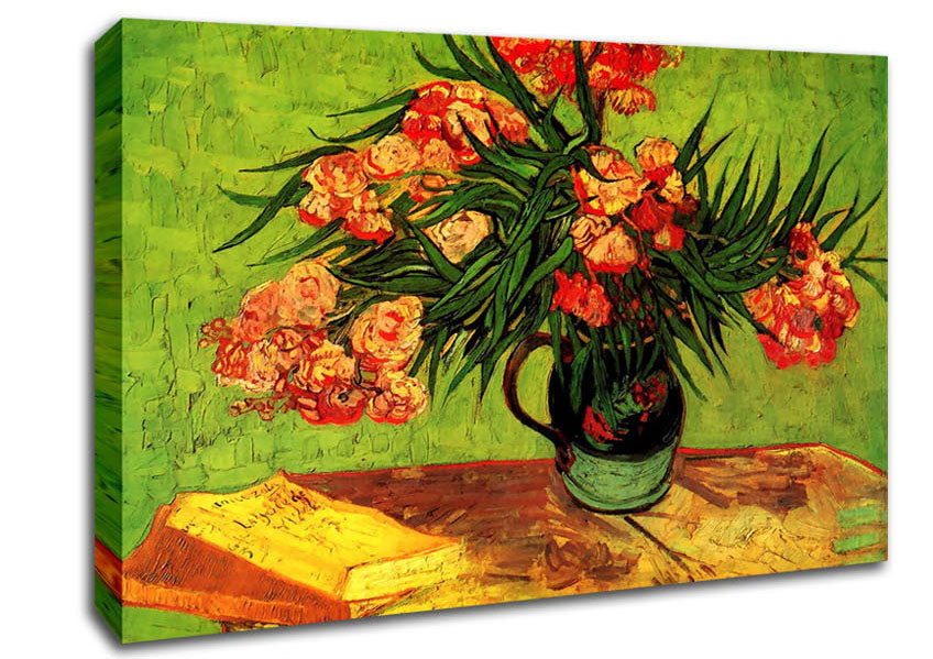 Van Gogh Still Life Vase With Oleanders And Books Canvas Wall Art