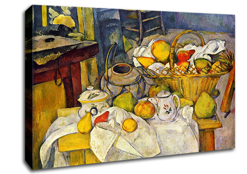 Cezanne Still Life With Fruit Basket Canvas Wall Art