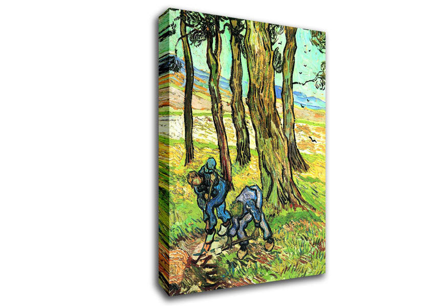 Van Gogh Two Men In Digging Out A Tree Stump Canvas Wall Art