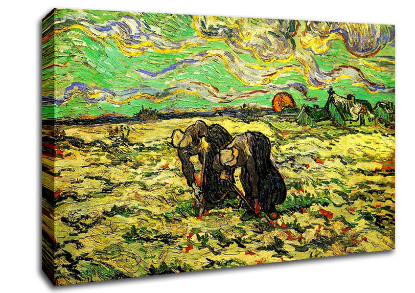 Van Gogh Two Peasant Women Digging In Field With Snow Canvas Wall Art