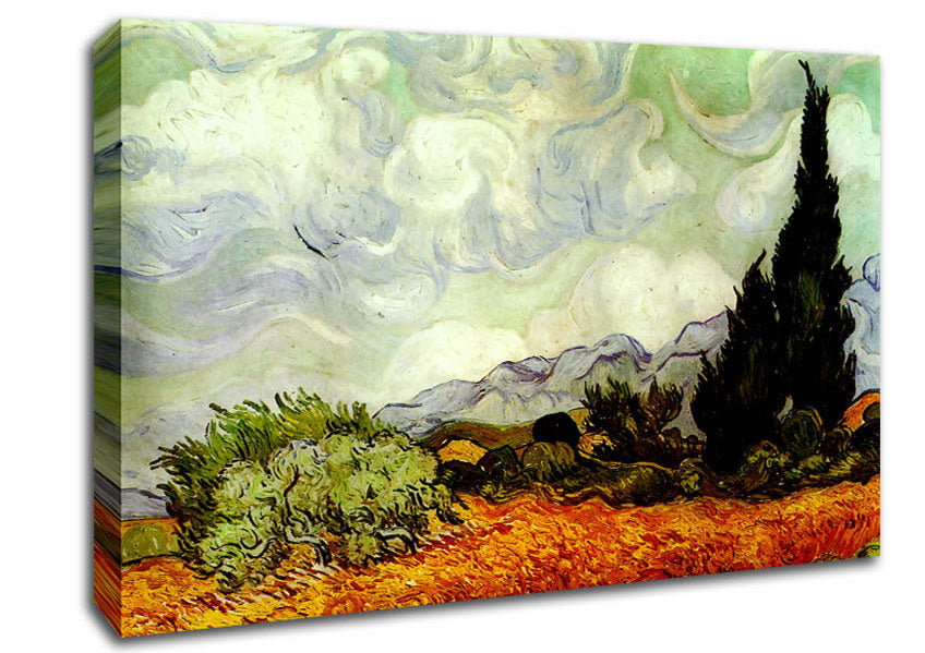 Van Gogh A Wheatfield With Cypresses Canvas Wall Art