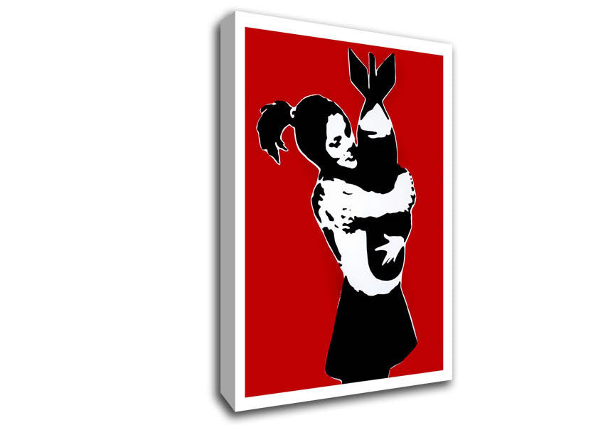 Bomb Hugger Girl Red Canvas Wall Art
