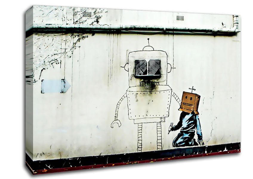 Box Head Robot Canvas Wall Art