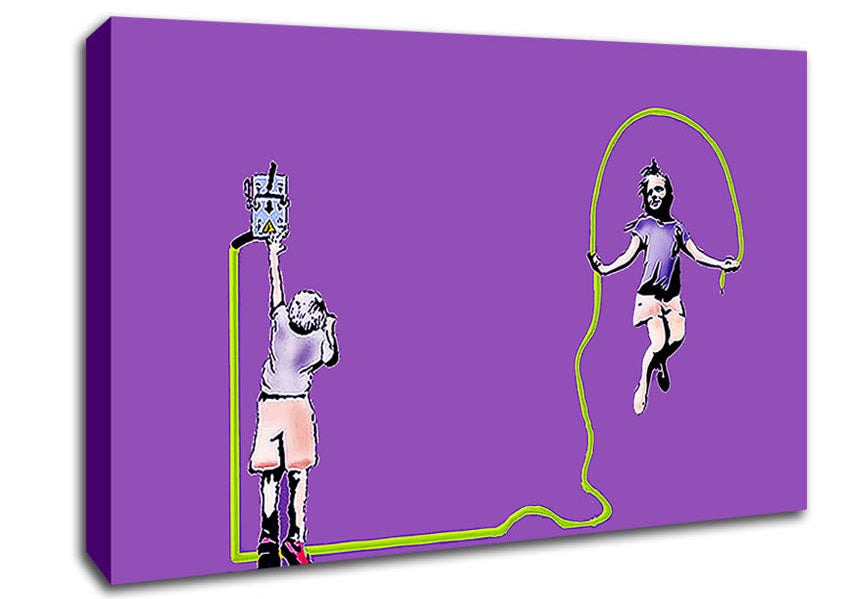 Electric Skipping Rope Purple Canvas Wall Art