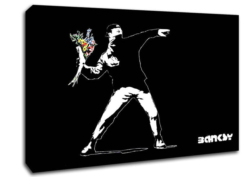 Flower Thrower Black Canvas Wall Art