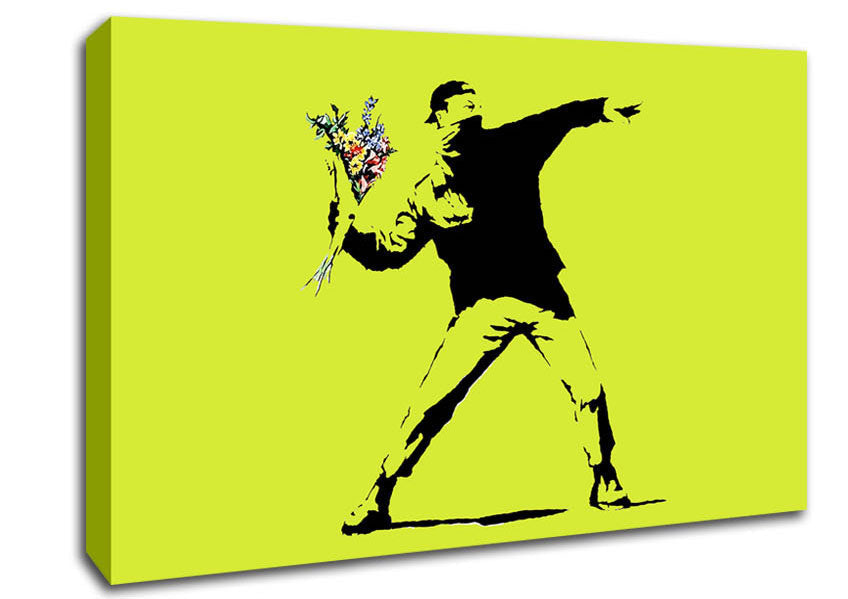 Flower Thrower Lime Green Canvas Wall Art