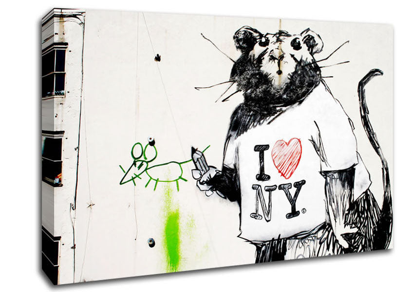 I Love New York Rat Canvas Wall Art