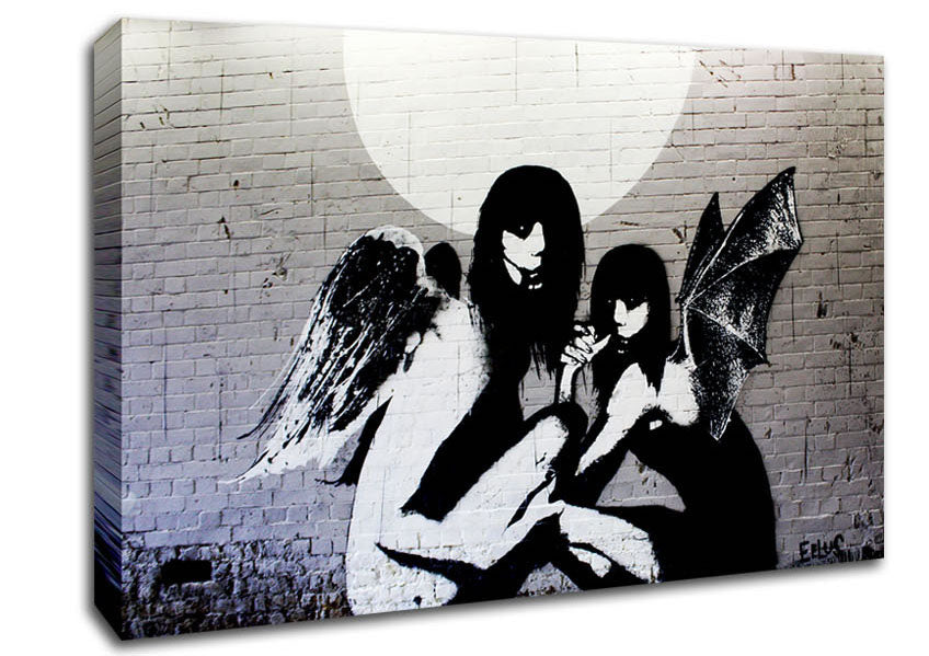 Angels In Moonlight Canvas Wall Art