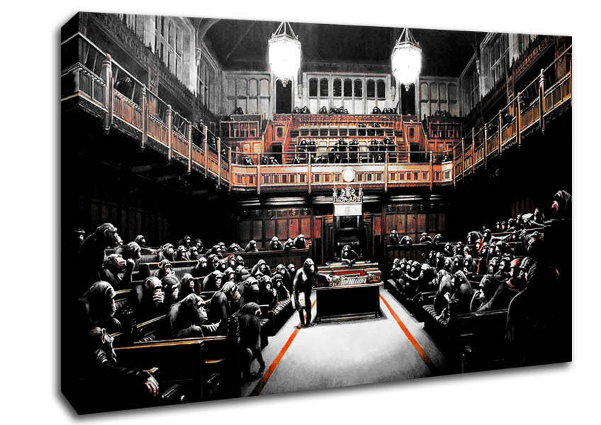 Chimps Houses Of Parliament Canvas Wall Art
