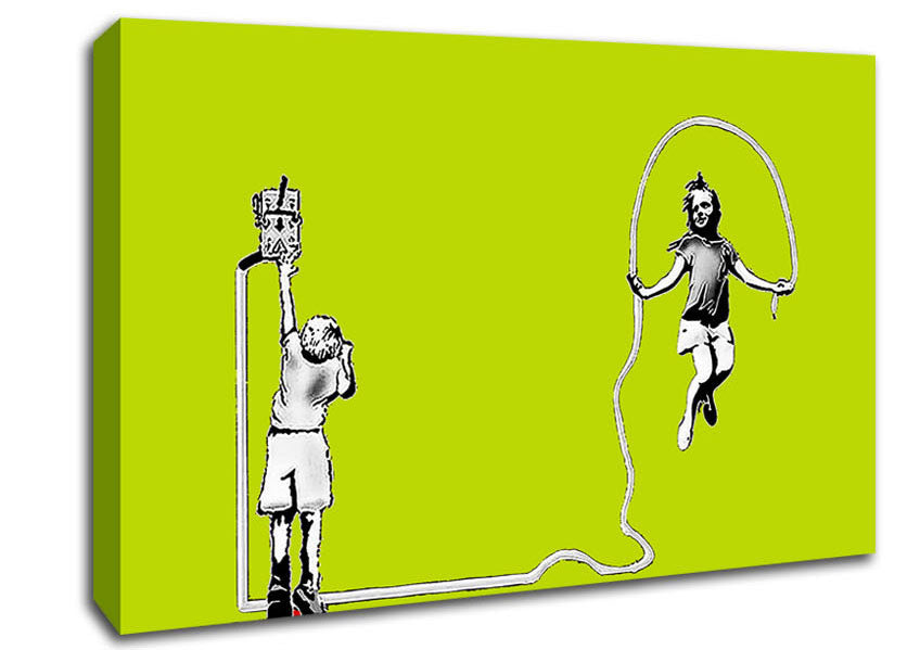 Electric Skipping Rope Lime Green Canvas Wall Art