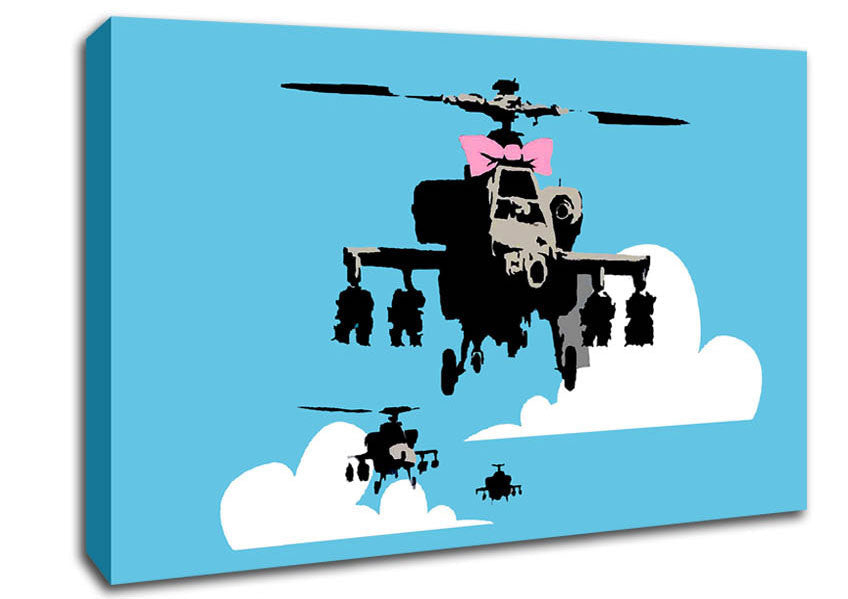 Hellicopter Bow Blue Canvas Wall Art