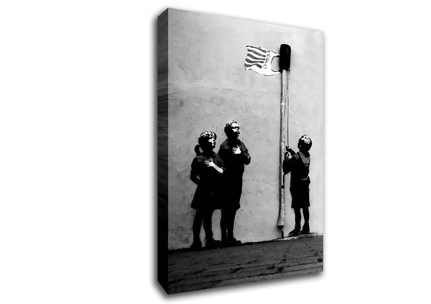 Homage To The Tesco Flag B n W Canvas Wall Art