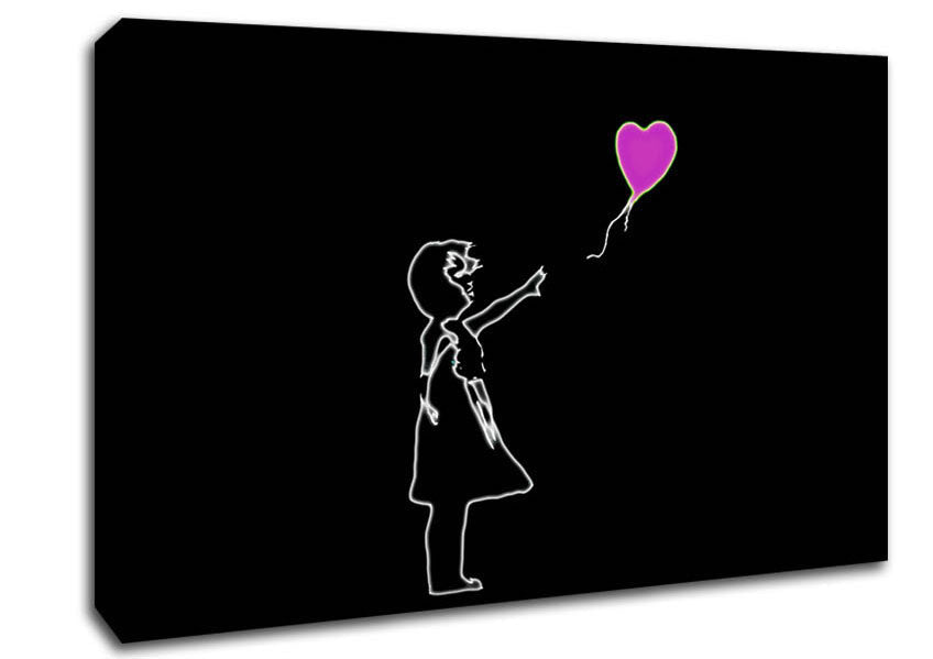 Love Balloon Black Pink Canvas Wall Art