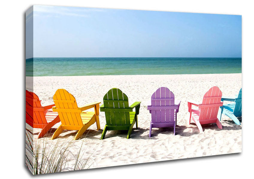 Beach Chairs Line-up Canvas Wall Art