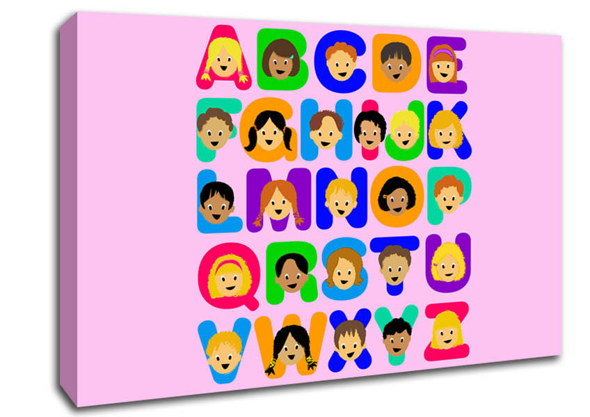 Alphabet Children Pink Canvas Wall Art