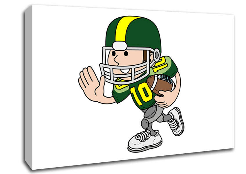 American Football Sport Player White Canvas Wall Art