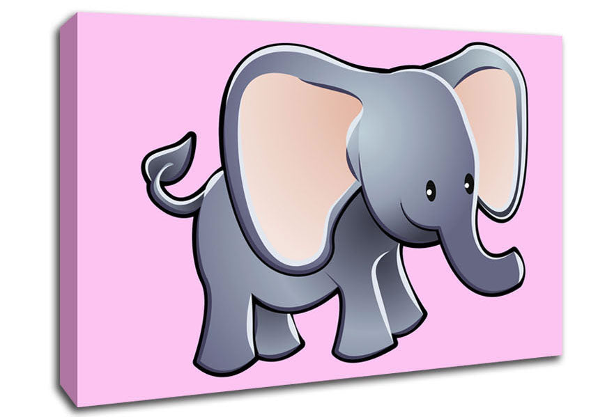 Big Eared Elephant Pink Canvas Wall Art