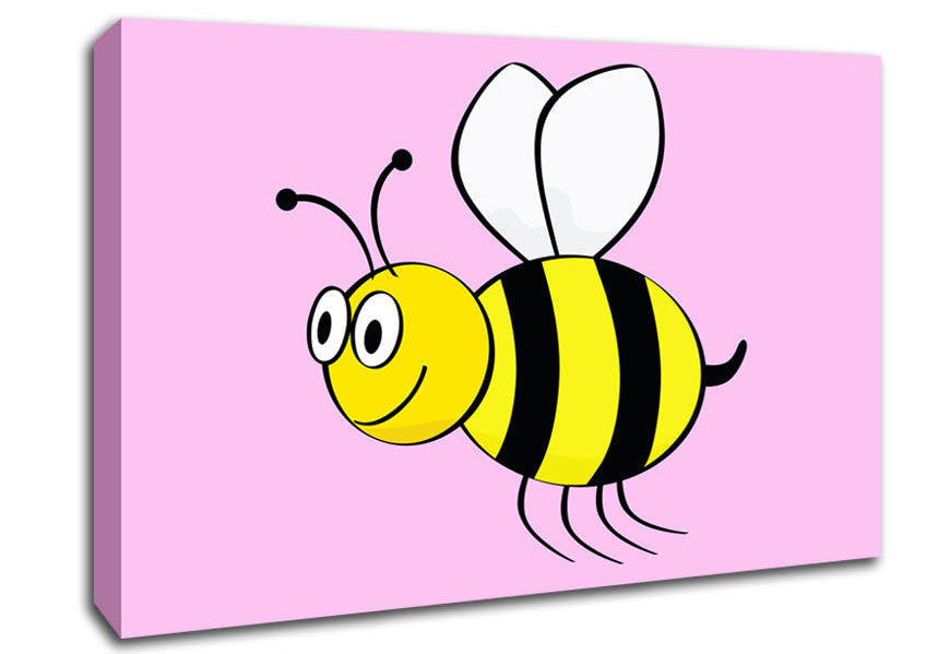 Buzzing Bee Pink Canvas Wall Art