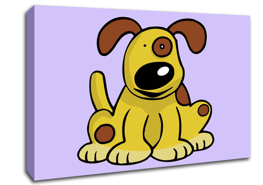 Dog Cartoon Tail Lilac Canvas Wall Art