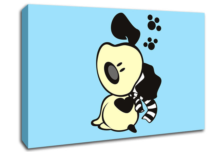 Dog Paw Print Scarf Baby Blue Canvas Wall Art