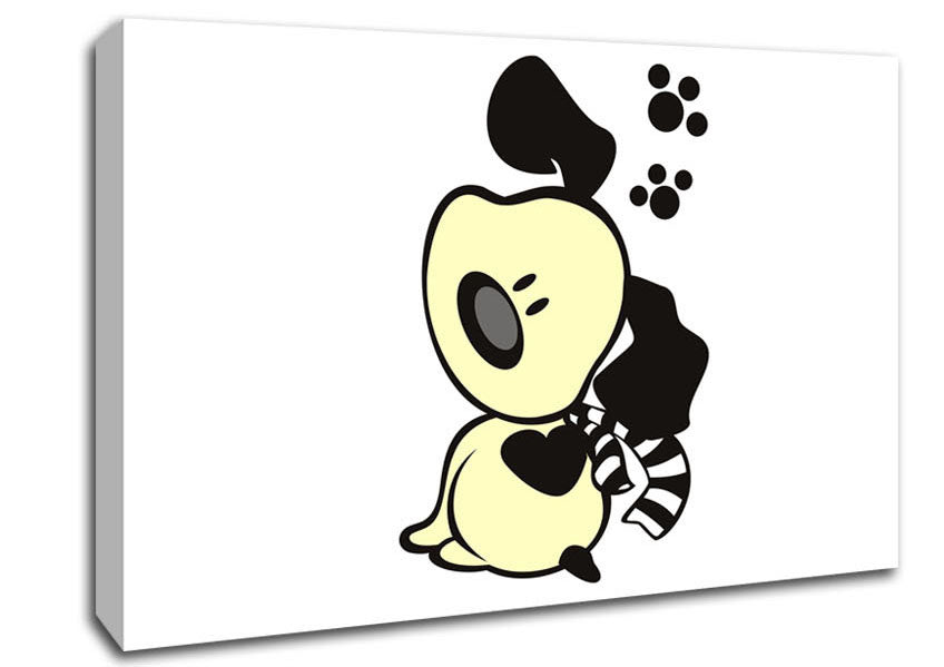 Dog Paw Print Scarf White Canvas Wall Art