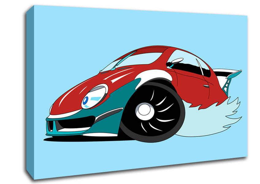 Fast Racecar Baby Blue Canvas Wall Art