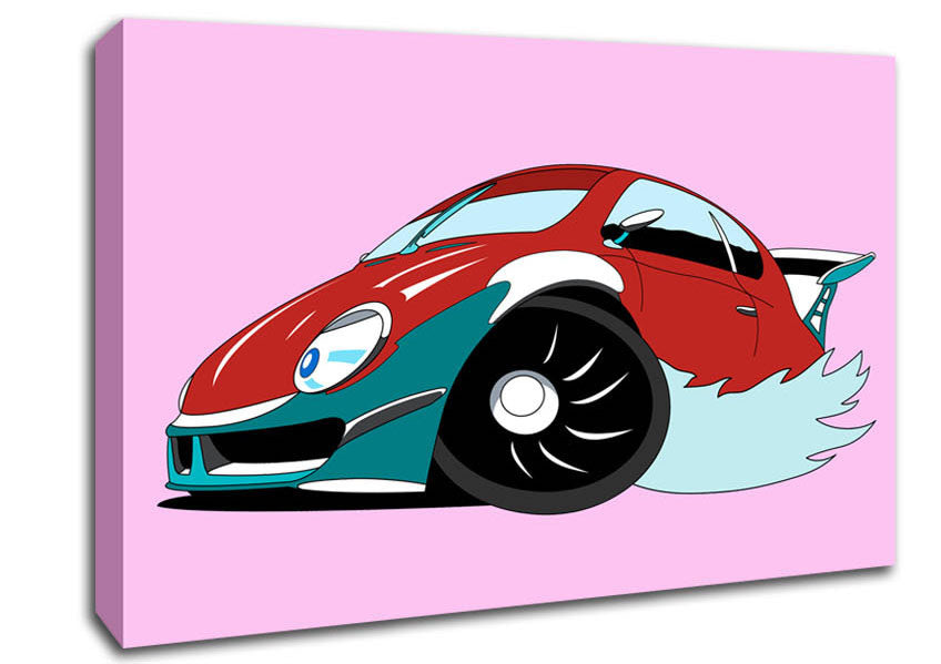 Fast Racecar Pink Canvas Wall Art