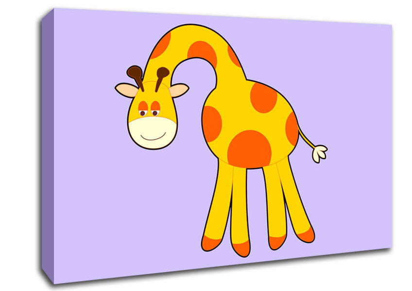 Funny Giraffe Looking Down Lilac Canvas Wall Art