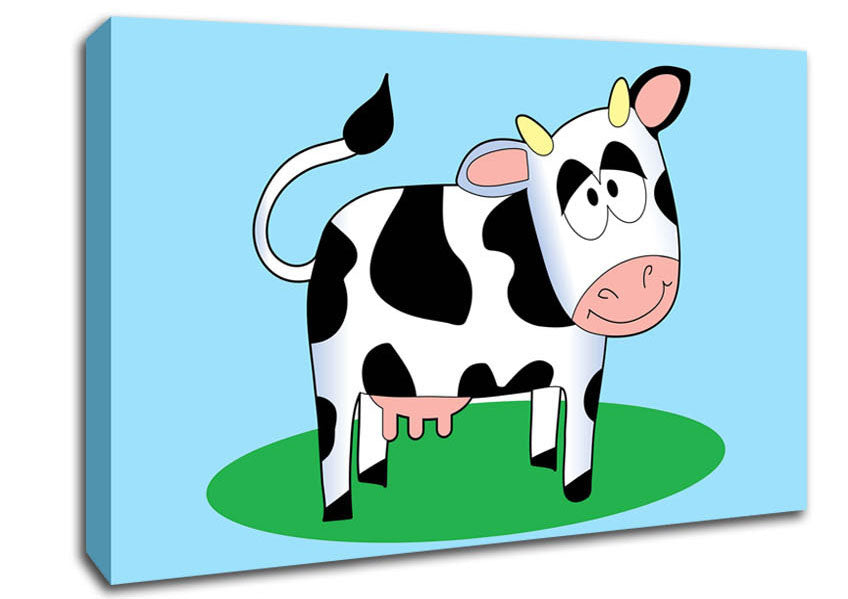 Happy Cow Baby Blue Canvas Wall Art