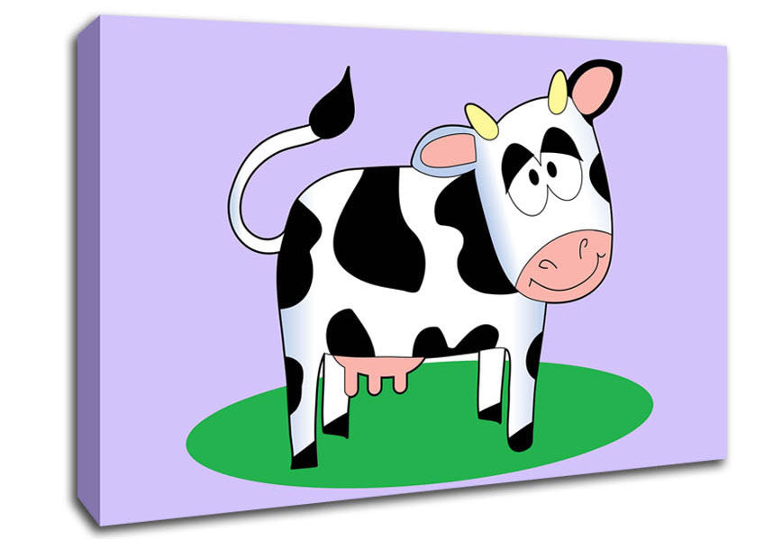 Happy Cow Lilac Canvas Wall Art