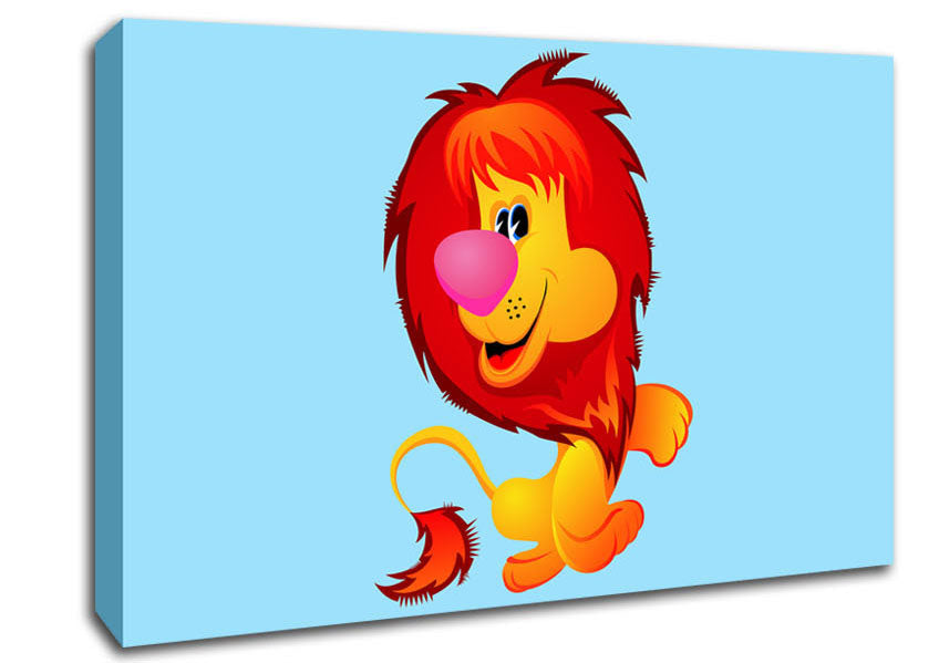 Happy Lion Baby Blue Canvas Wall Art