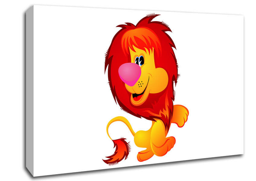 Happy Lion White Canvas Wall Art