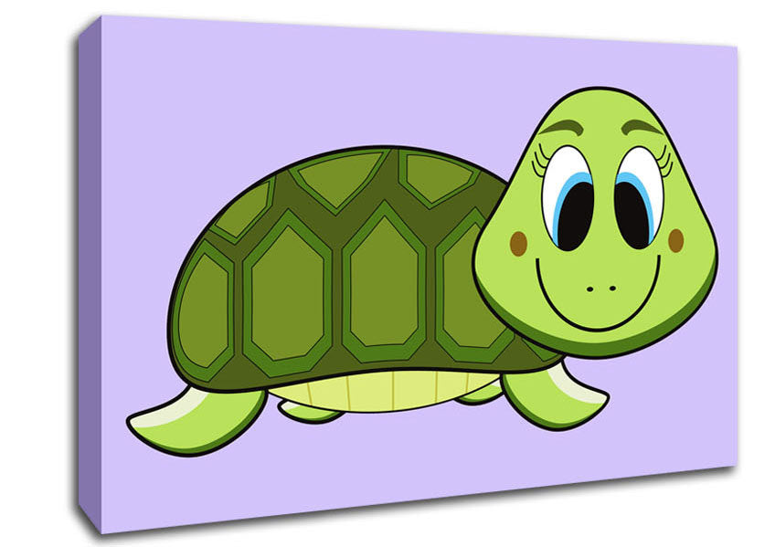 Happy Turtle Lilac Canvas Wall Art